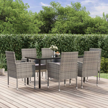 Anthracite 7-piece Garden Dining Set with Polyrattan Cushions