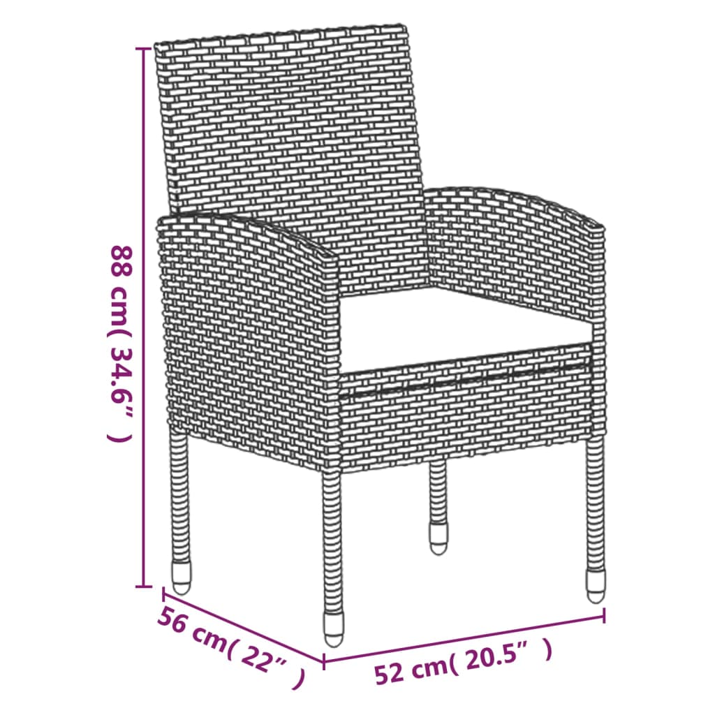 Set da Pranzo da Giardino 5 pz Nero con Cuscini in Polyrattan - homemem39