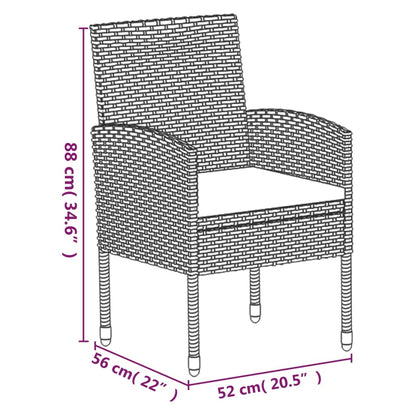 Set da Pranzo da Giardino 5 pz Nero con Cuscini in Polyrattan - homemem39