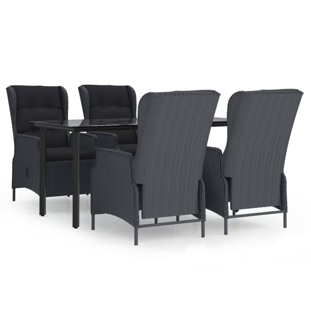 Set da Pranzo da Giardino 5 pz Grigio Scuro in Polyrattan | homemem39