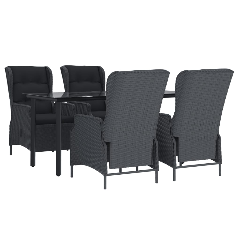 Set da Pranzo da Giardino 5 pz Grigio Scuro in Polyrattan | homemem39
