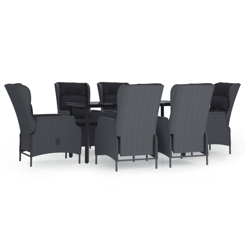 Set da Pranzo da Giardino 7 pz Grigio Scuro in Polyrattan | homemem39