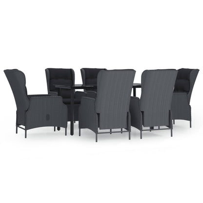 Set da Pranzo da Giardino 7 pz Grigio Scuro in Polyrattan | homemem39