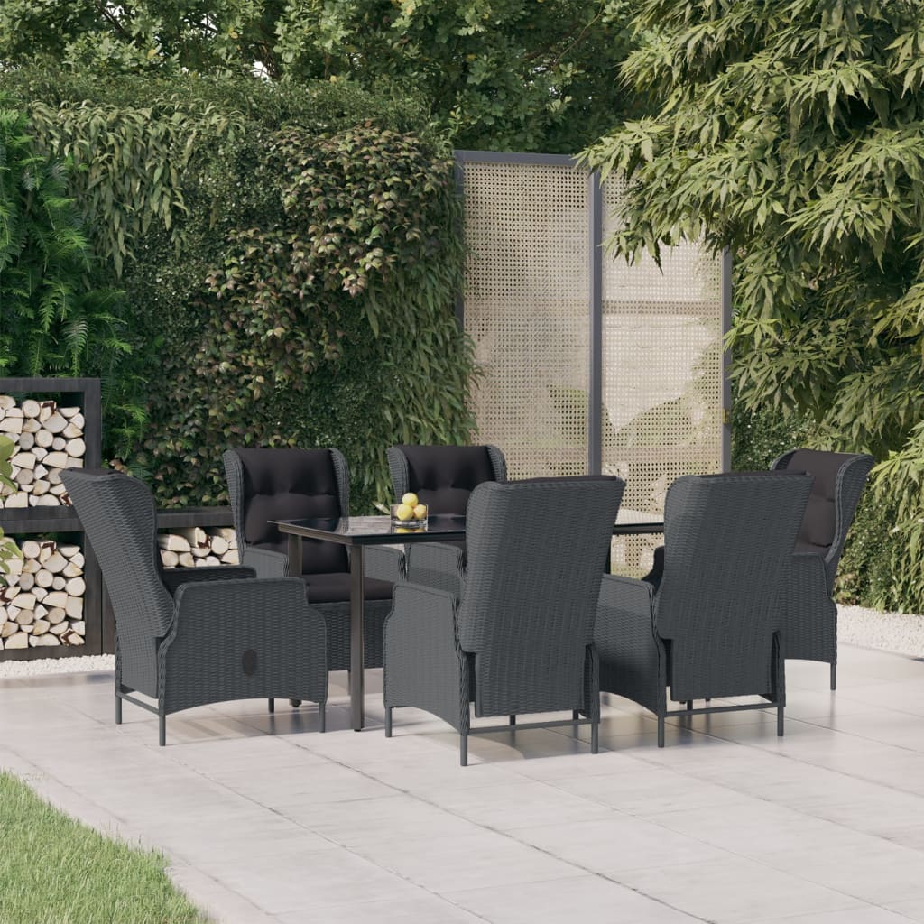 Set da Pranzo da Giardino 7 pz Grigio Scuro in Polyrattan | homemem39