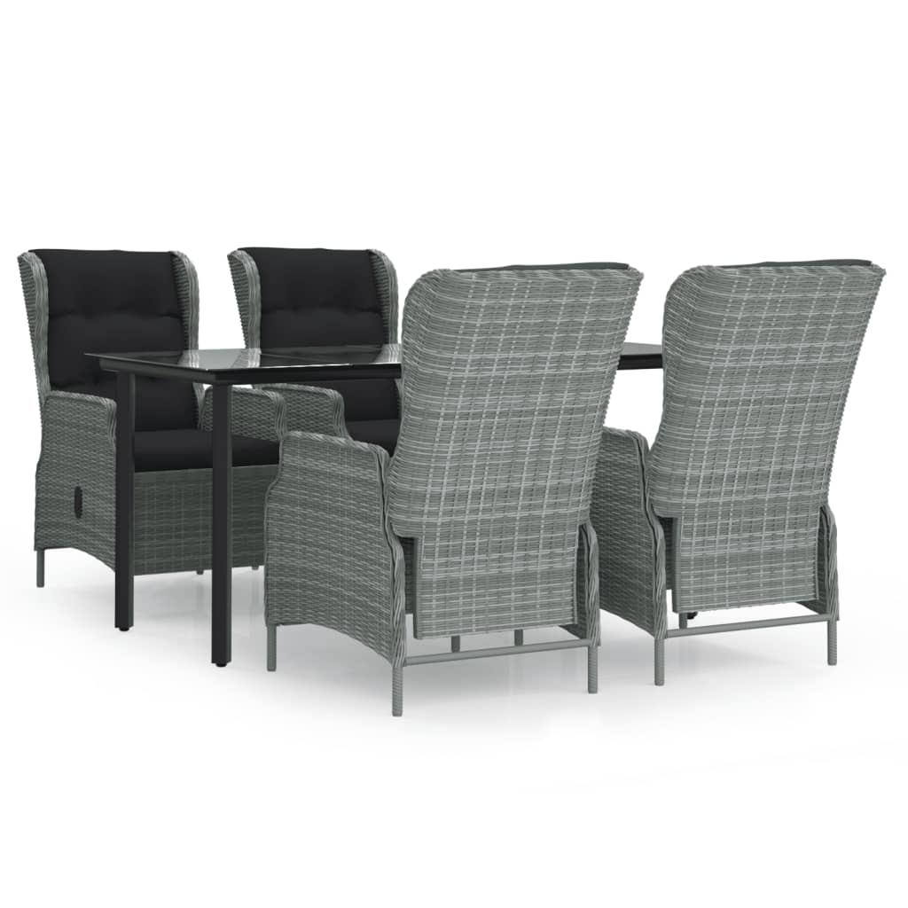 Set da Pranzo da Giardino 5 pz Grigio Chiaro in Polyrattan | homemem39