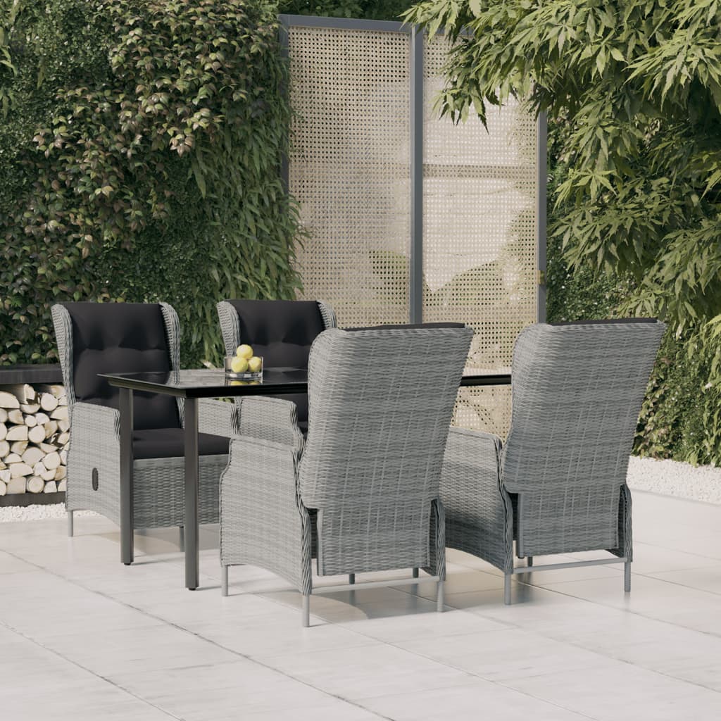 Set da Pranzo da Giardino 5 pz Grigio Chiaro in Polyrattan | homemem39