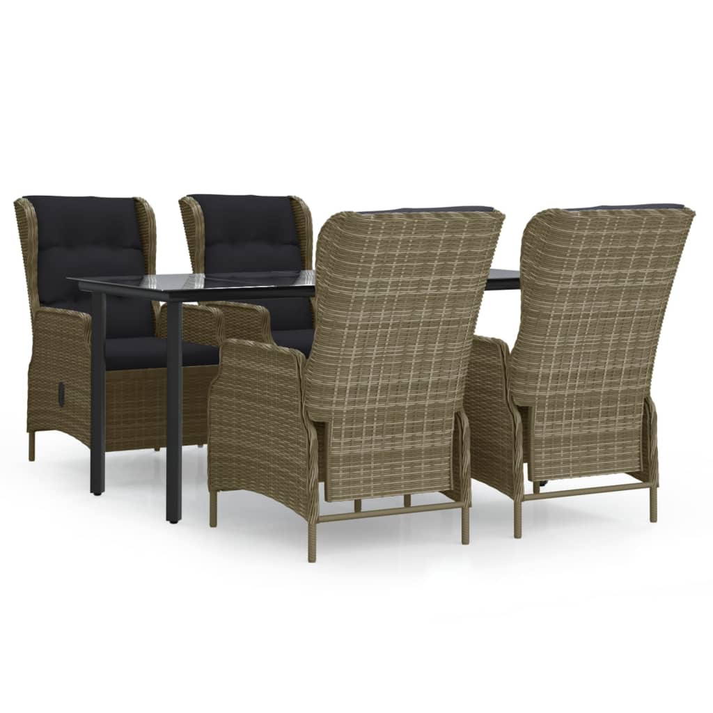 Set da Pranzo da Giardino 5 pz Marrone in Polyrattan | homemem39