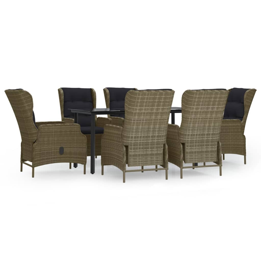 Set da Pranzo da Giardino 7 pz Marrone in Polyrattan | homemem39