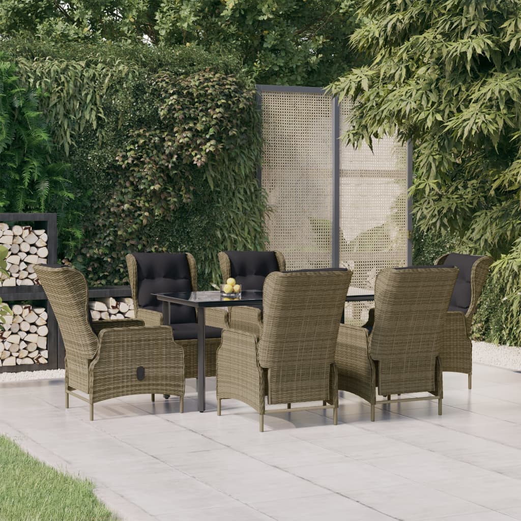 Set da Pranzo da Giardino 7 pz Marrone in Polyrattan | homemem39