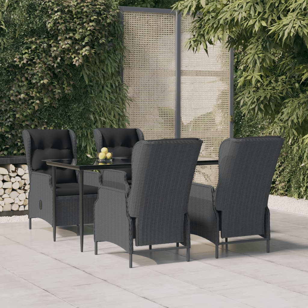 Set da Pranzo da Giardino 5 pz Grigio Scuro in Polyrattan - homemem39