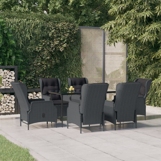 Set da Pranzo da Giardino 7 pz Grigio Scuro in Polyrattan - homemem39
