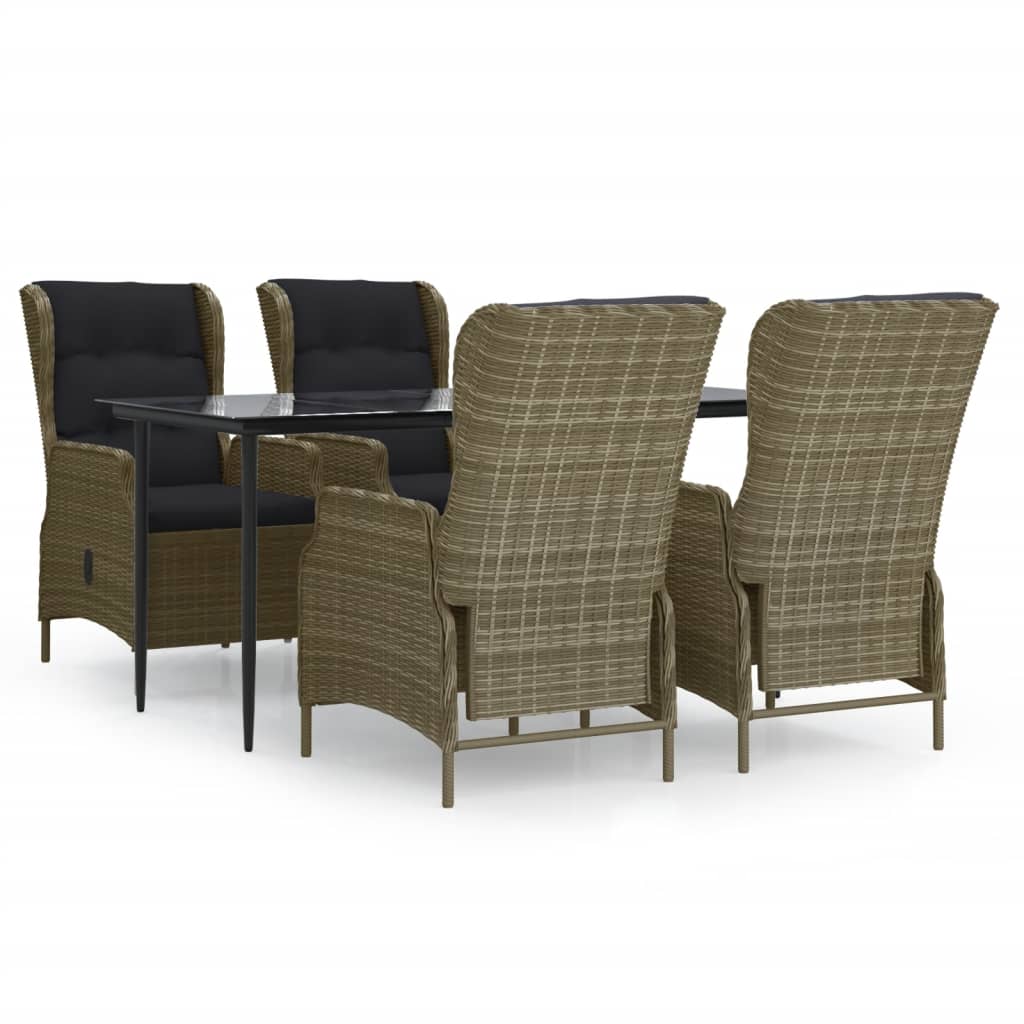 Set da Pranzo da Giardino 5 pz Marrone in Polyrattan | homemem39