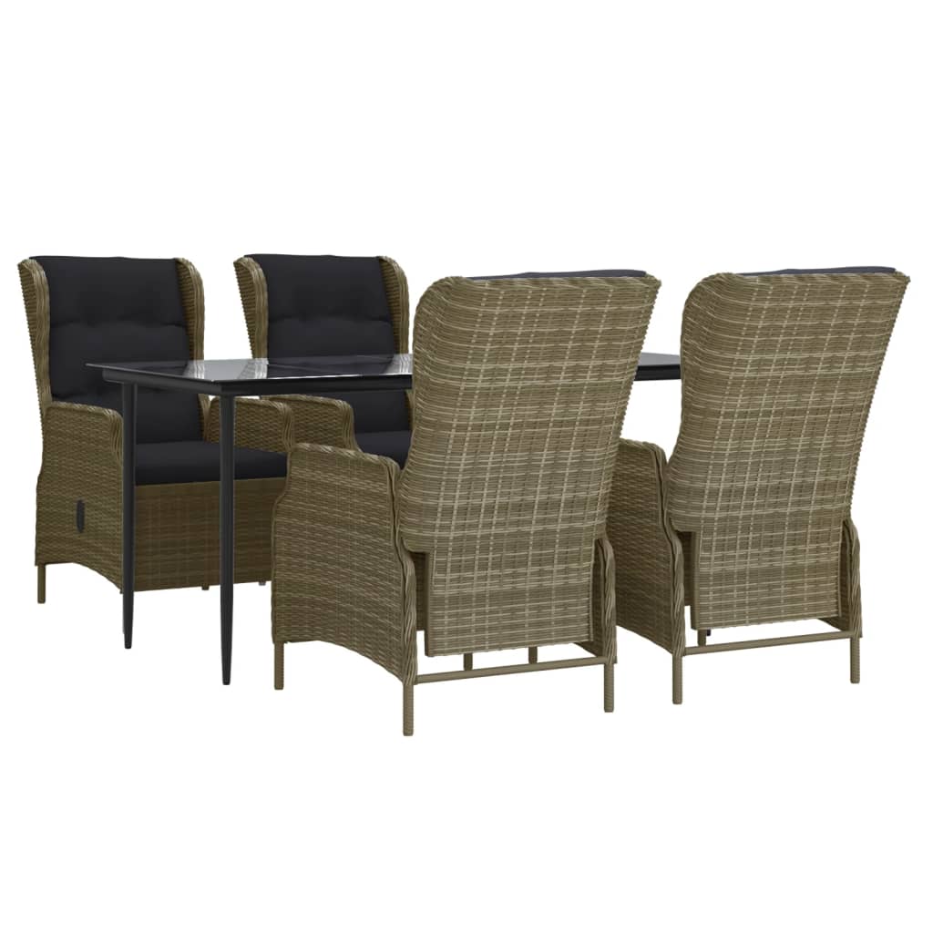 Set da Pranzo da Giardino 5 pz Marrone in Polyrattan | homemem39