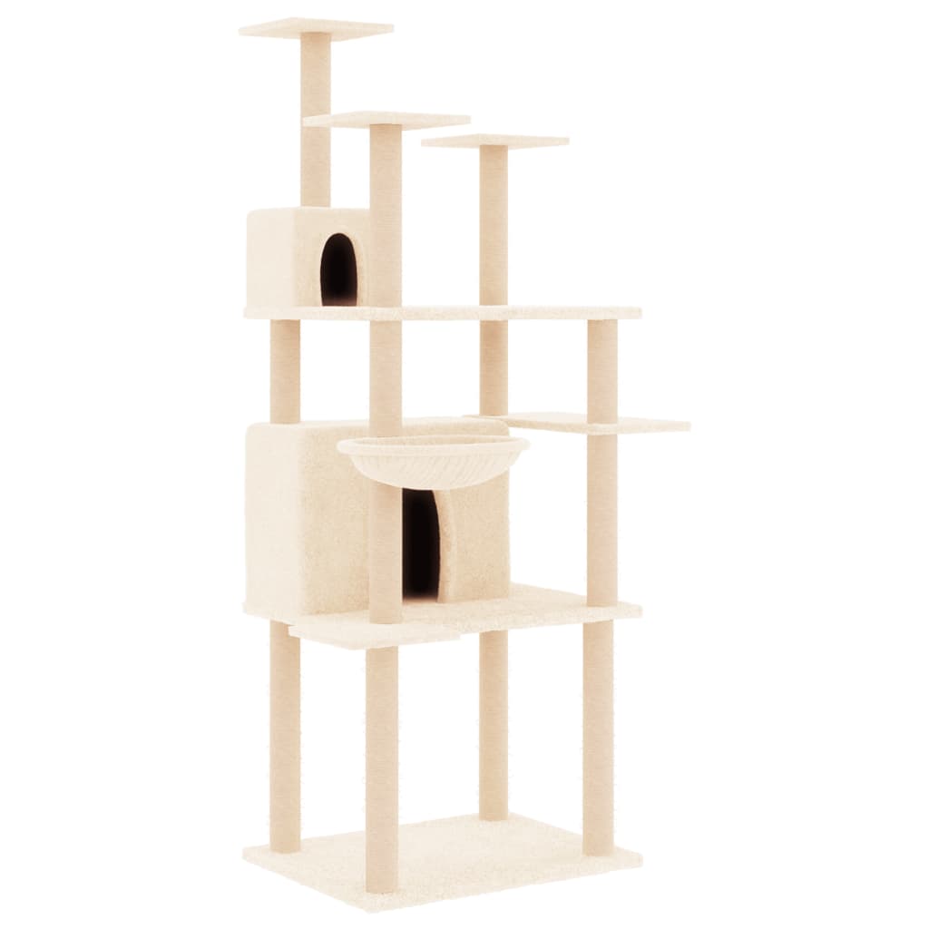 Albero per Gatti con Tiragraffi in Sisal Crema 166 cm - homemem39