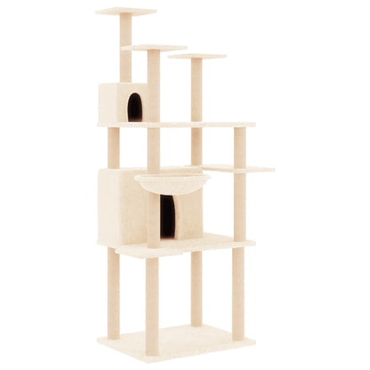 Albero per Gatti con Tiragraffi in Sisal Crema 166 cm - homemem39