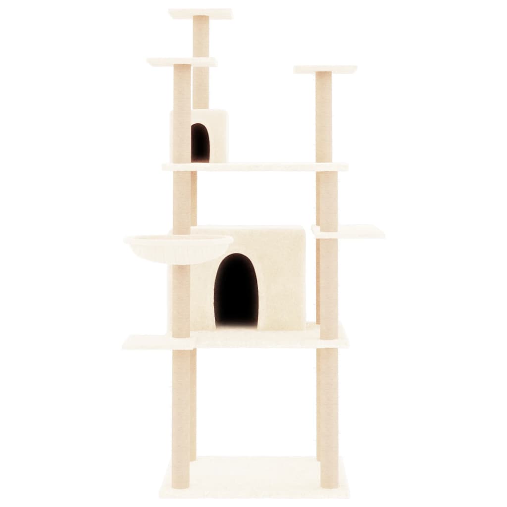 Albero per Gatti con Tiragraffi in Sisal Crema 166 cm - homemem39