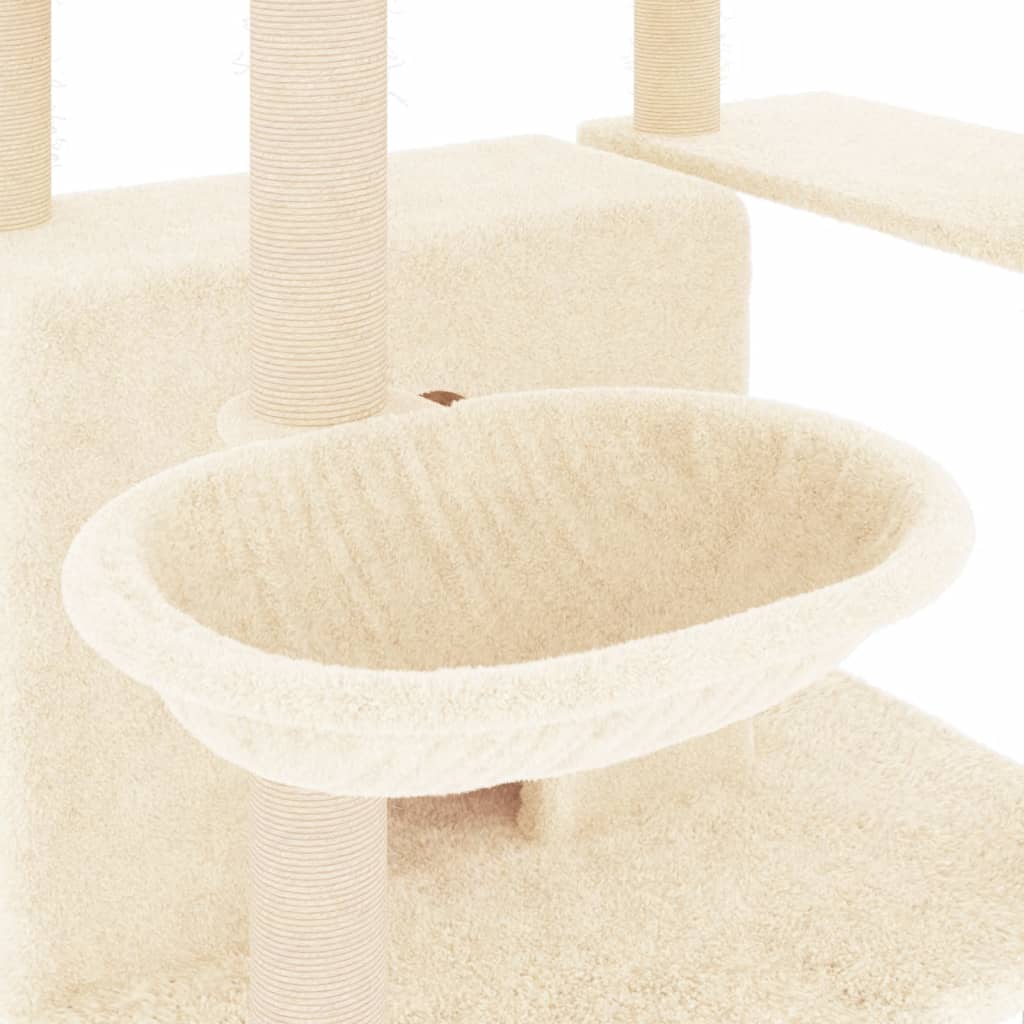 Albero per Gatti con Tiragraffi in Sisal Crema 166 cm - homemem39