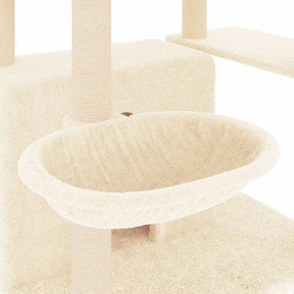 Albero per Gatti con Tiragraffi in Sisal Crema 166 cm - homemem39