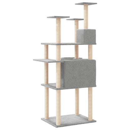 Albero per Gatti con Tiragraffi in Sisal Grigio Chiaro 166 cm - homemem39