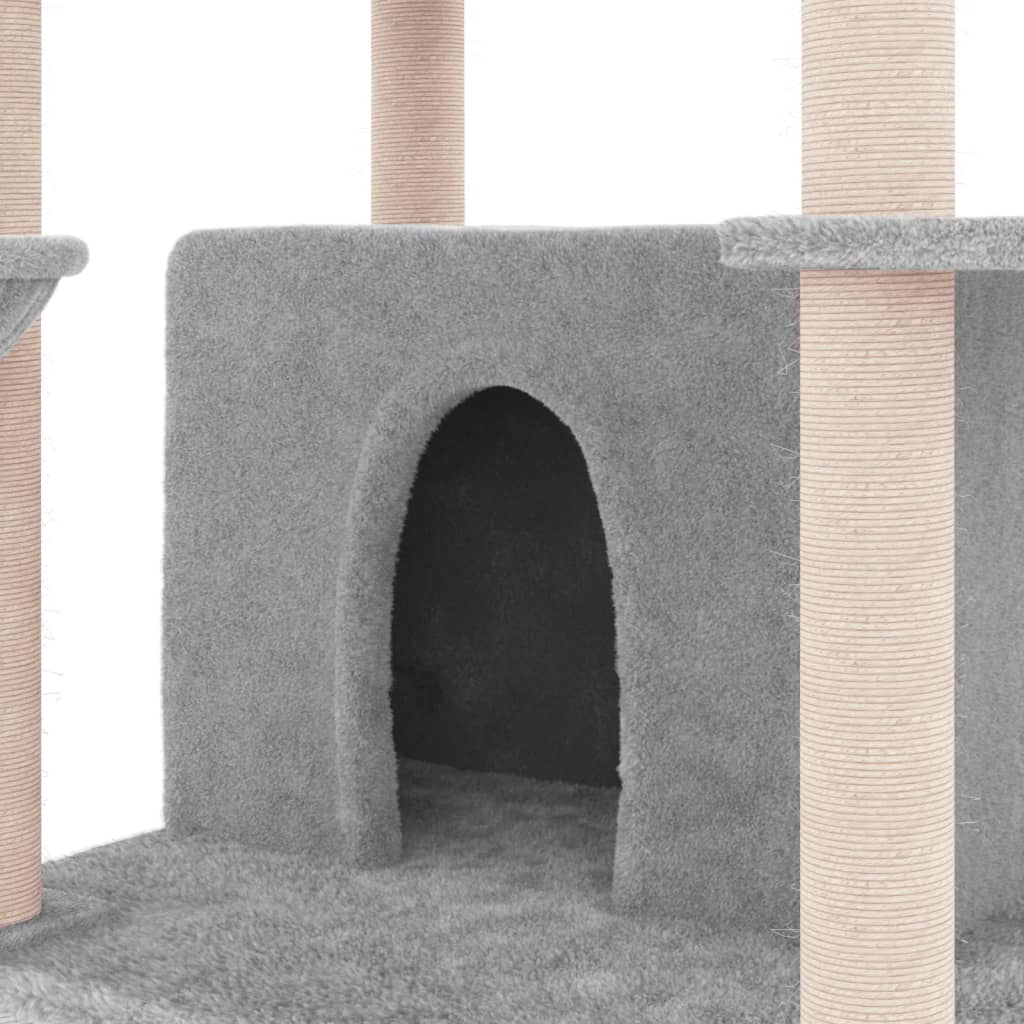 Albero per Gatti con Tiragraffi in Sisal Grigio Chiaro 166 cm - homemem39