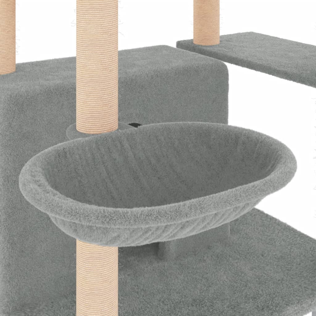 Albero per Gatti con Tiragraffi in Sisal Grigio Chiaro 166 cm - homemem39