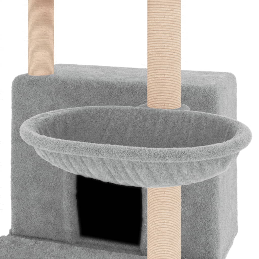 Albero per Gatti con Tiragraffi in Sisal Grigio Chiaro 132 cm - homemem39