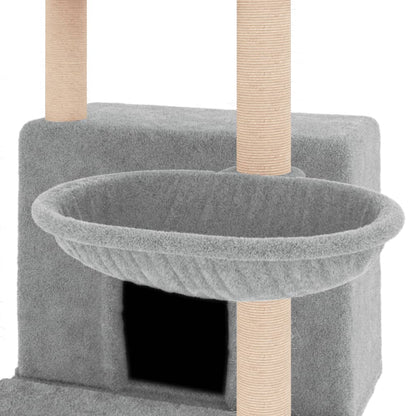 Albero per Gatti con Tiragraffi in Sisal Grigio Chiaro 132 cm - homemem39