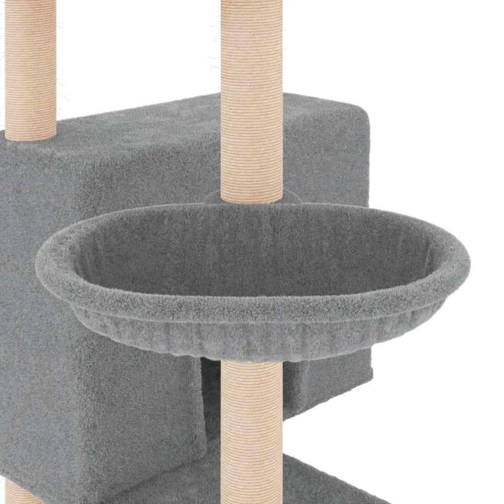 Albero per Gatti con Tiragraffi in Sisal Grigio Chiaro 143 cm - homemem39