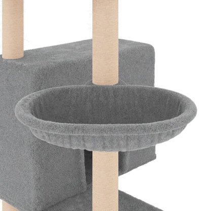 Albero per Gatti con Tiragraffi in Sisal Grigio Chiaro 143 cm - homemem39