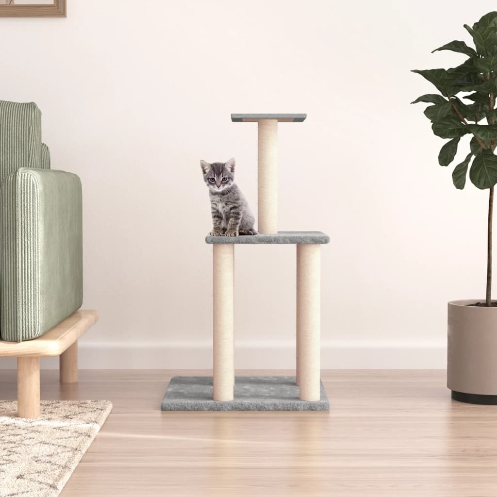 Albero per Gatti con Tiragraffi in Sisal Grigio Chiaro 85,5 cm - homemem39