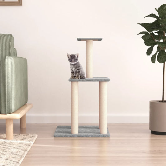 Albero per Gatti con Tiragraffi in Sisal Grigio Chiaro 85,5 cm - homemem39