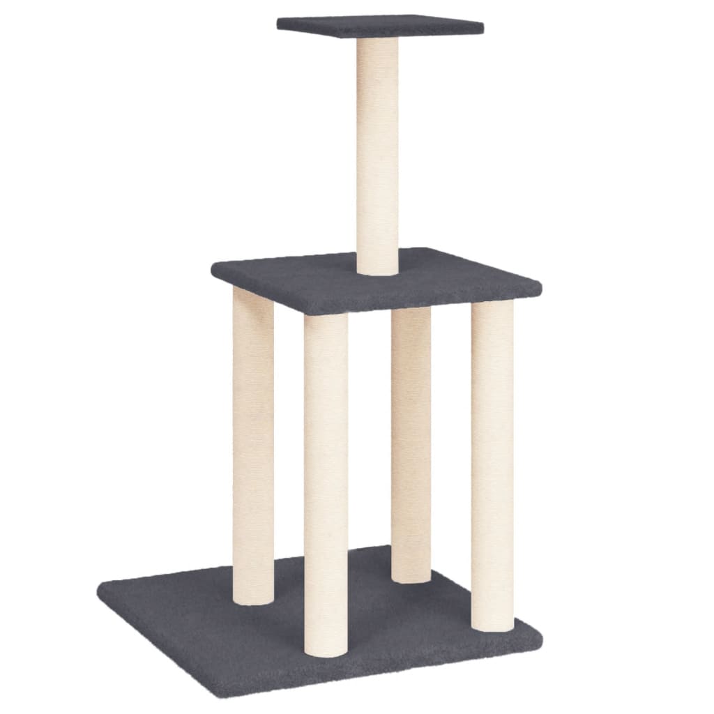 Albero per Gatti con Tiragraffi in Sisal Grigio Scuro 85,5 cm - homemem39