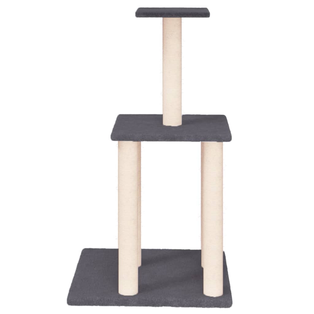 Albero per Gatti con Tiragraffi in Sisal Grigio Scuro 85,5 cm - homemem39