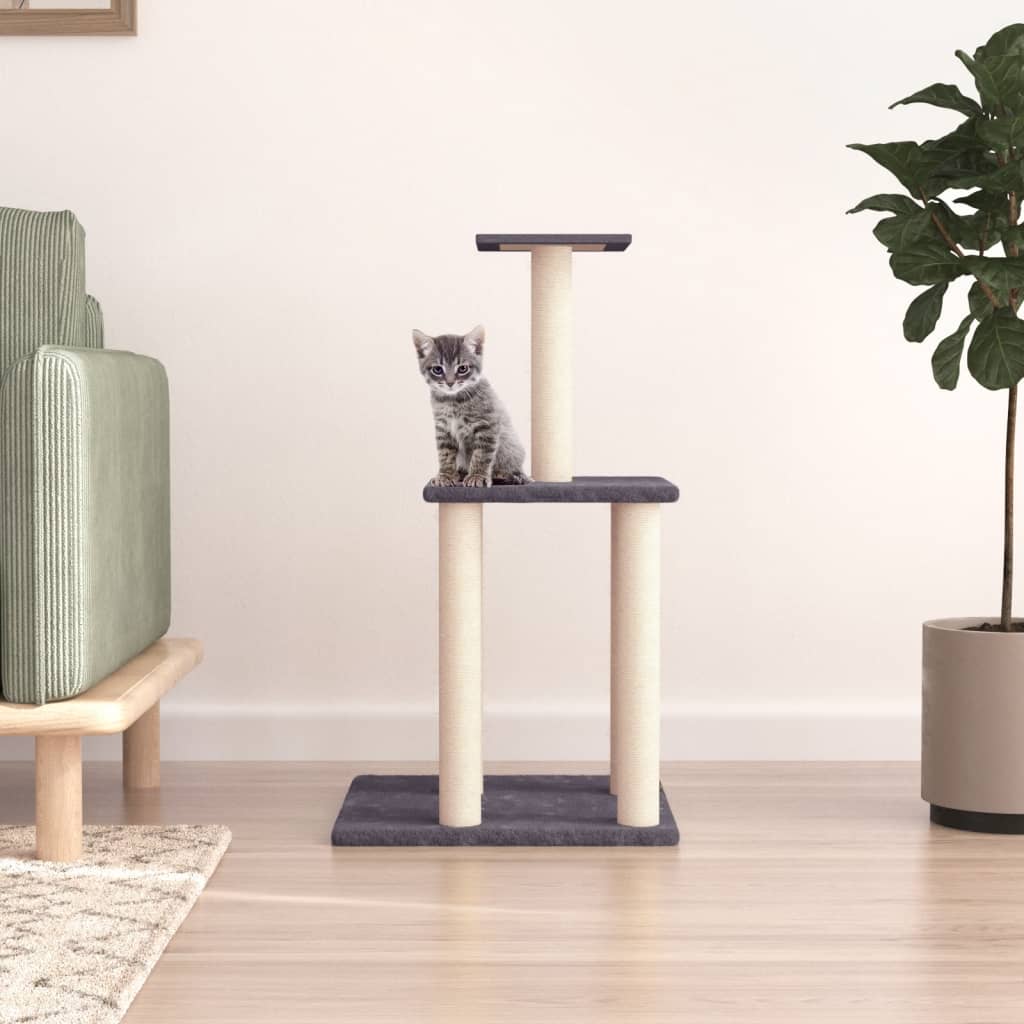 Albero per Gatti con Tiragraffi in Sisal Grigio Scuro 85,5 cm - homemem39