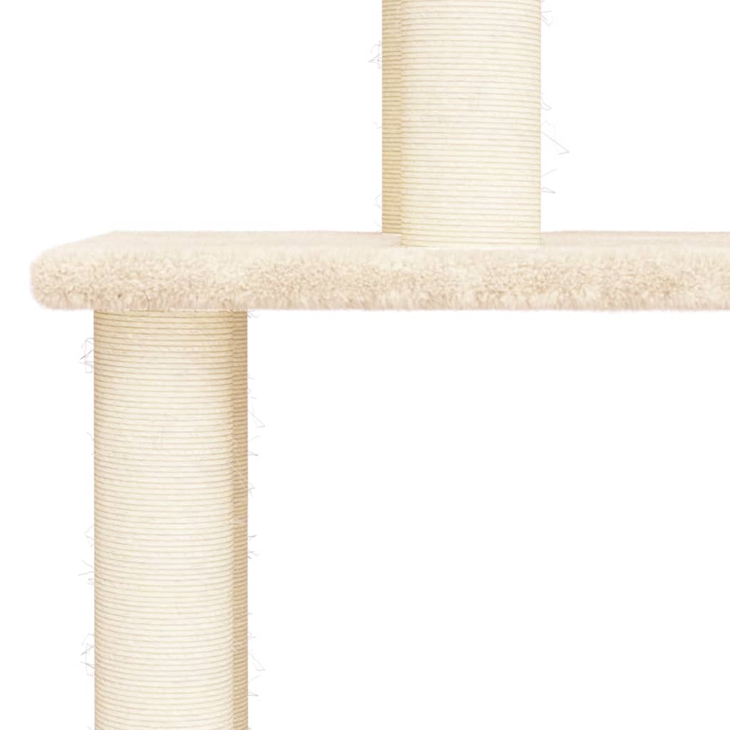 Albero per Gatti con Tiragraffi in Sisal Crema 149 cm