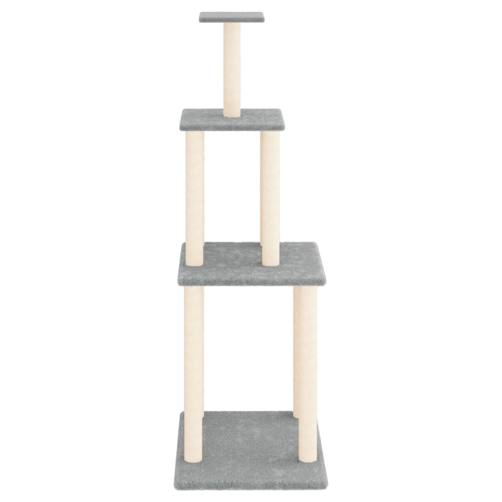 Albero per Gatti con Tiragraffi in Sisal Grigio Chiaro 149 cm