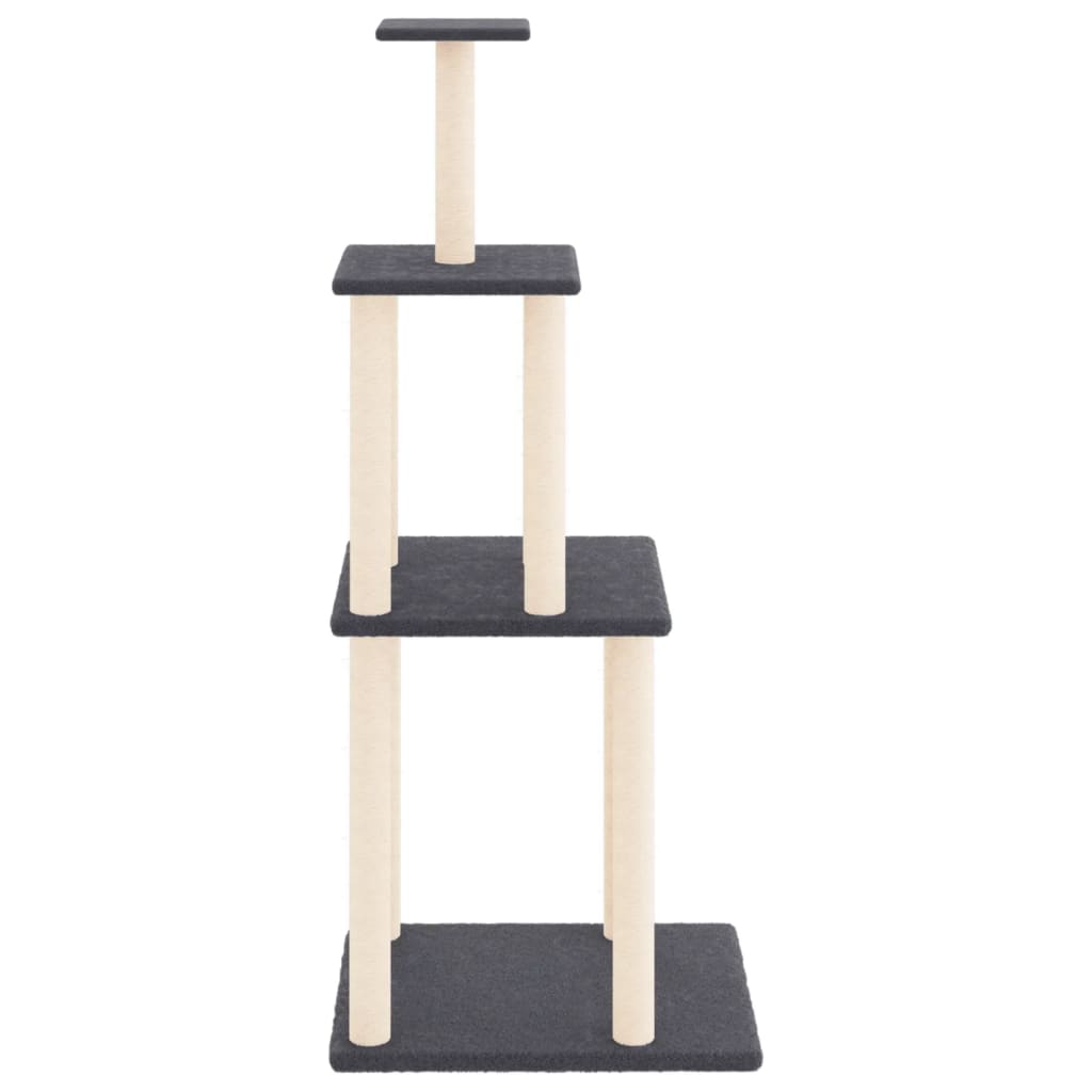 Albero per Gatti con Tiragraffi in Sisal Grigio Scuro 149 cm