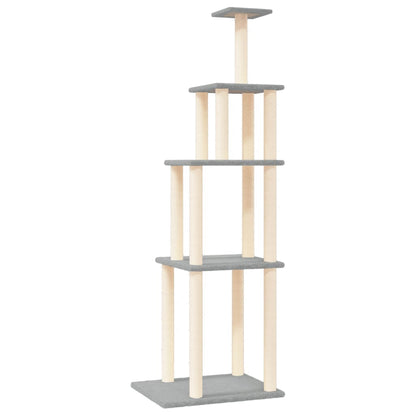 Albero per Gatti con Tiragraffi in Sisal Grigio Chiaro 183 cm - homemem39