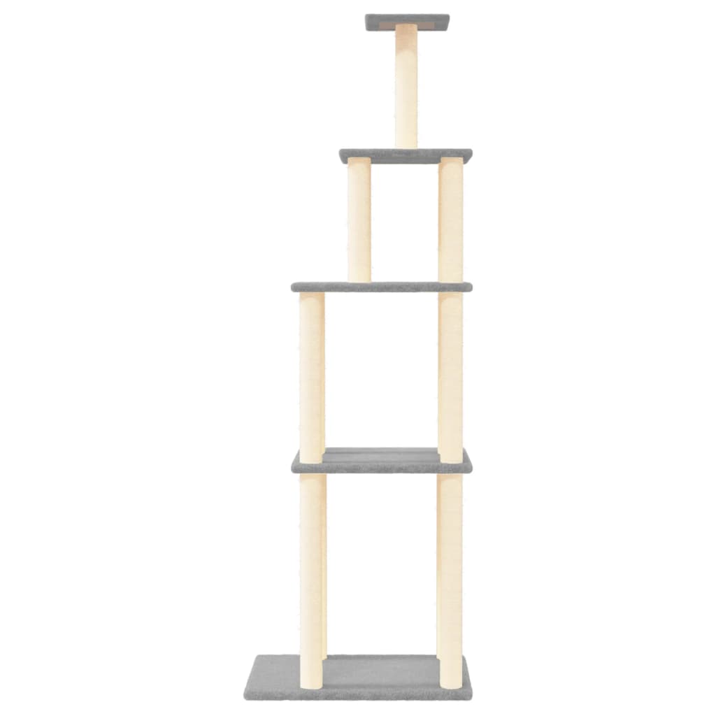 Albero per Gatti con Tiragraffi in Sisal Grigio Chiaro 183 cm - homemem39