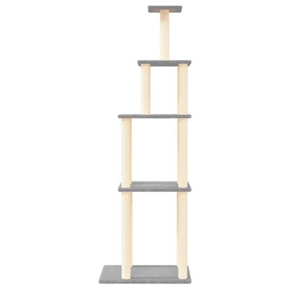 Albero per Gatti con Tiragraffi in Sisal Grigio Chiaro 183 cm - homemem39