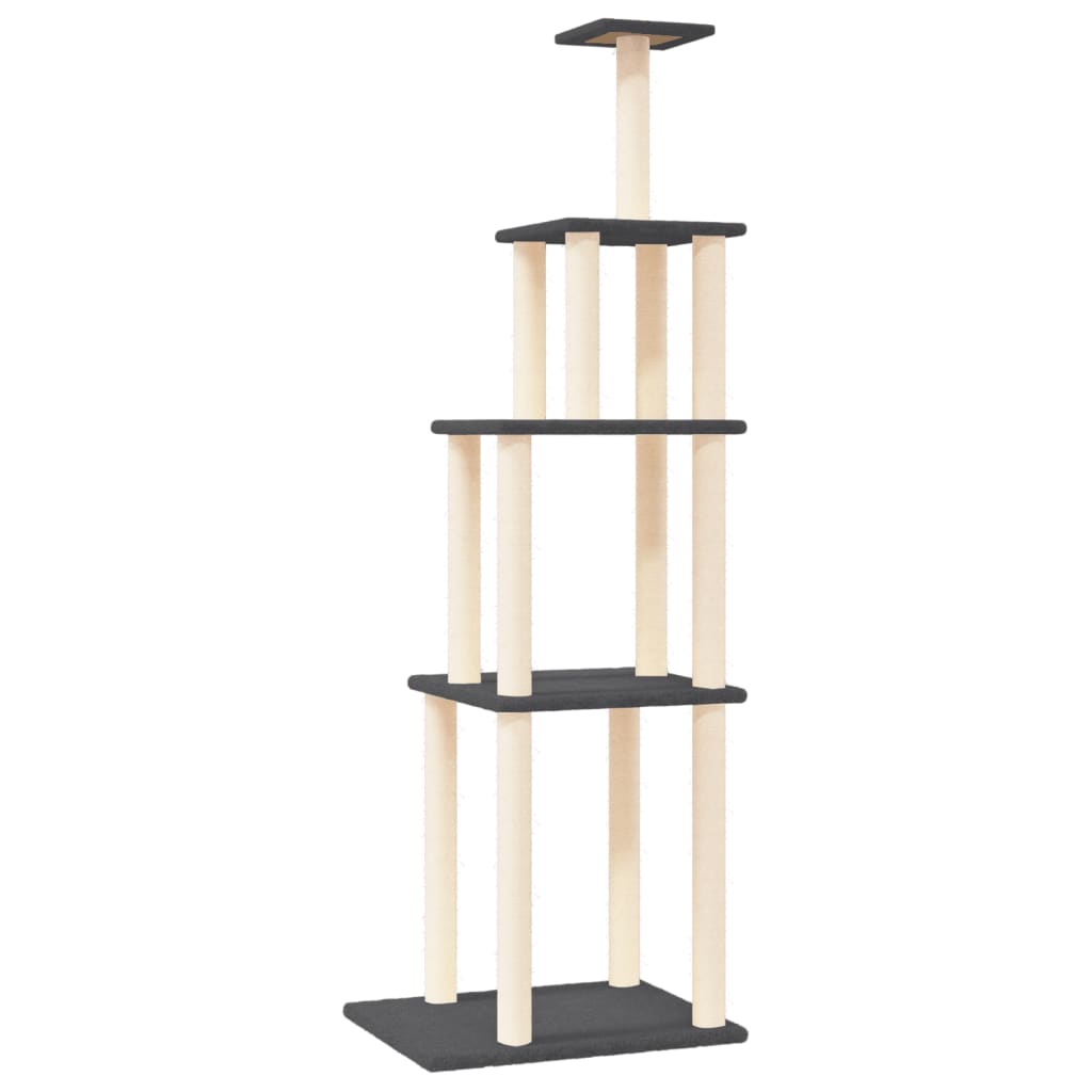 Albero per Gatti con Tiragraffi in Sisal Grigio Scuro 183 cm | homemem39