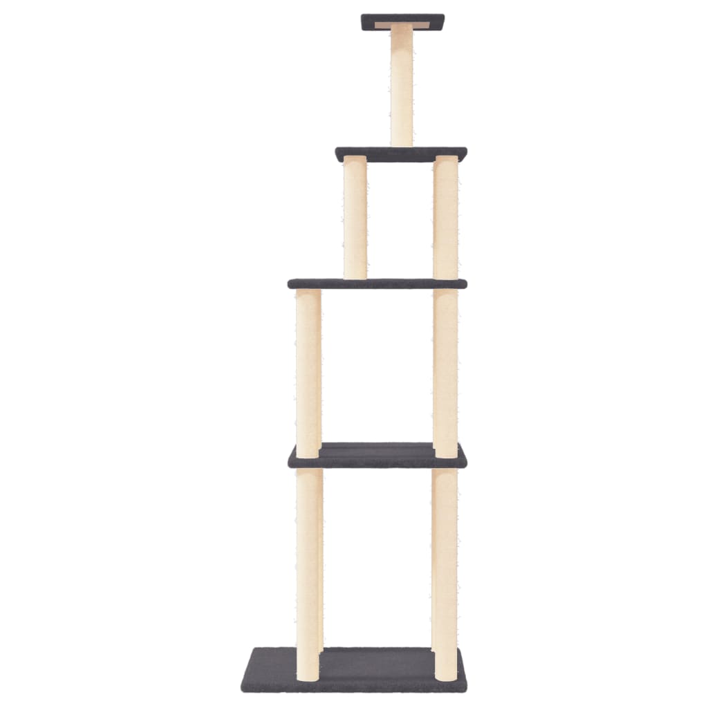 Albero per Gatti con Tiragraffi in Sisal Grigio Scuro 183 cm | homemem39