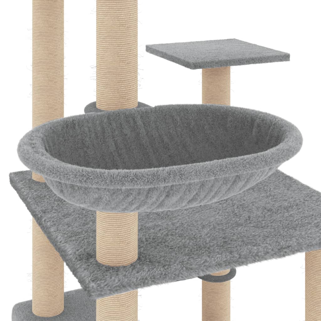 Albero per Gatti con Tiragraffi in Sisal Grigio Chiaro 141 cm - homemem39