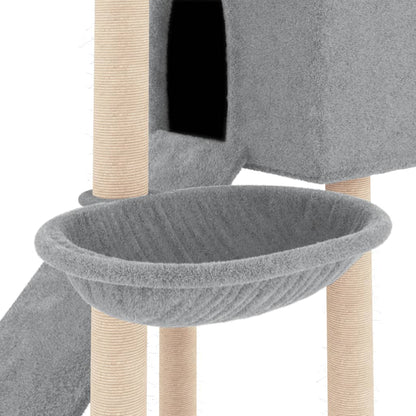 Albero per Gatti con Tiragraffi in Sisal Grigio Chiaro 153 cm - homemem39