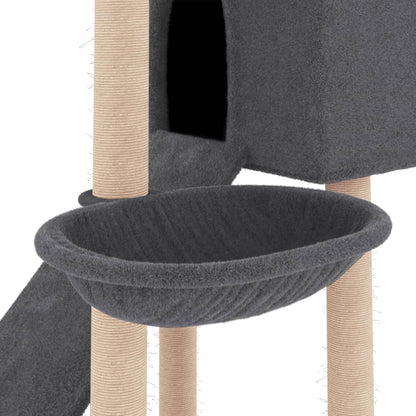 Albero per Gatti con Tiragraffi in Sisal Grigio Scuro 153 cm - homemem39