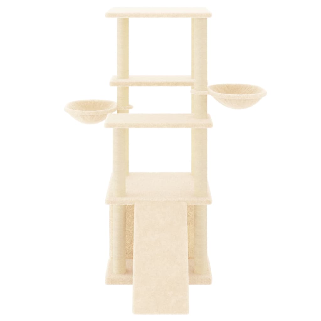 Albero per Gatti con Tiragraffi in Sisal Crema 133 cm - homemem39