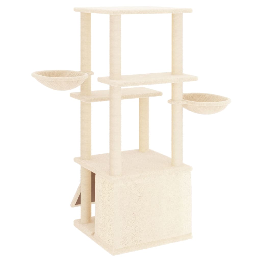 Albero per Gatti con Tiragraffi in Sisal Crema 133 cm - homemem39