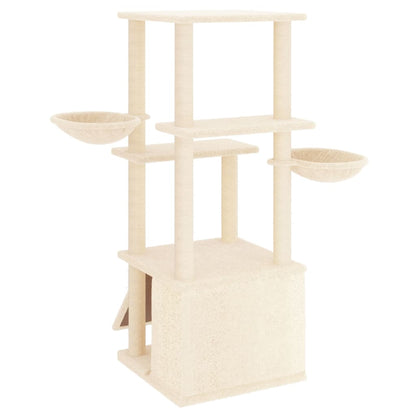 Albero per Gatti con Tiragraffi in Sisal Crema 133 cm - homemem39