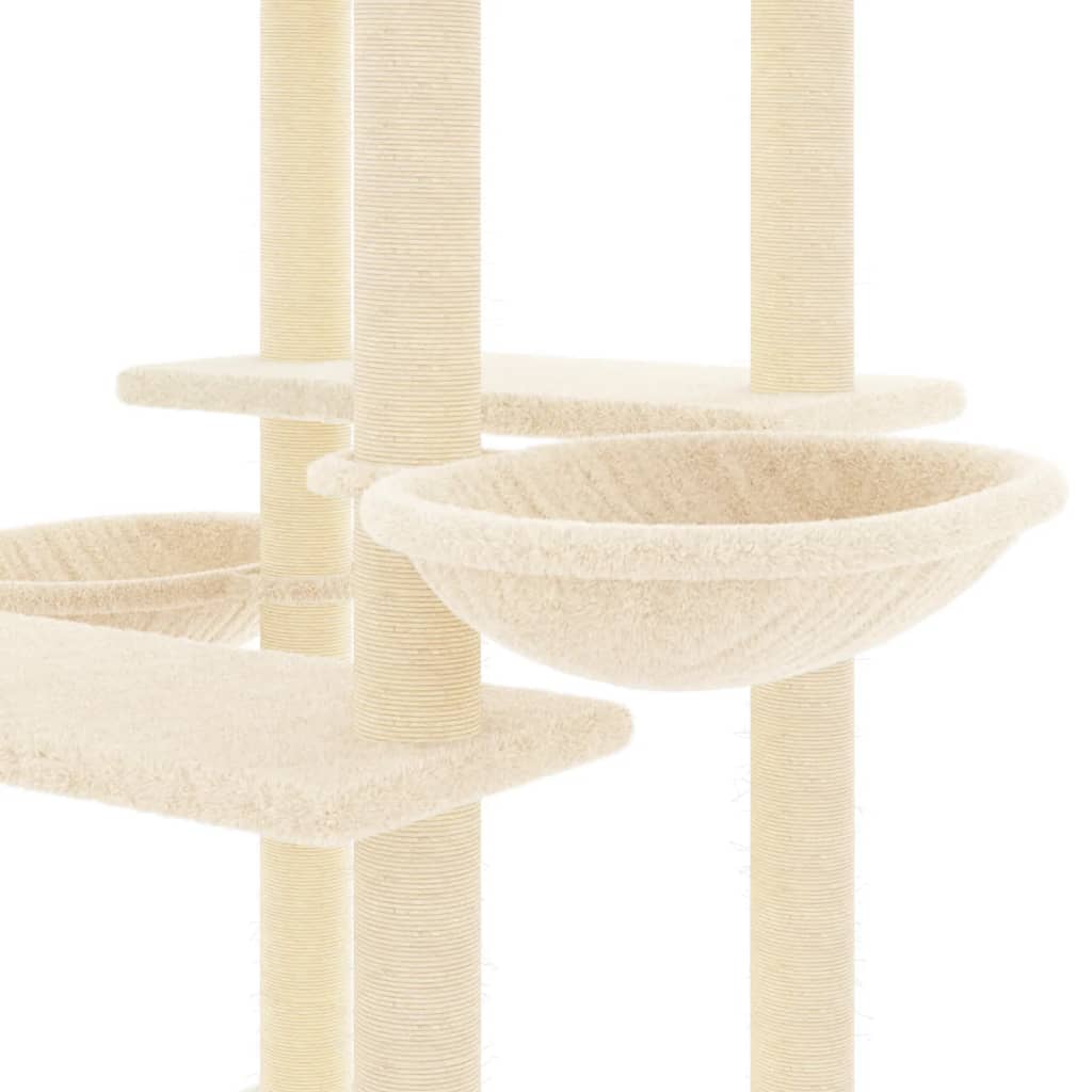 Albero per Gatti con Tiragraffi in Sisal Crema 133 cm - homemem39