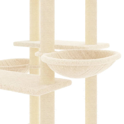 Albero per Gatti con Tiragraffi in Sisal Crema 133 cm - homemem39